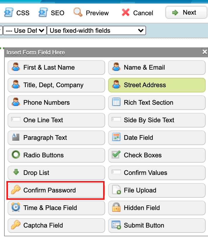 Creating a Password Field ActOn Connect