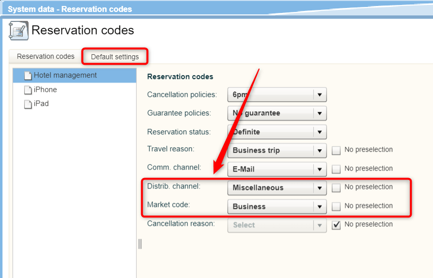 Market code and Distribution channel