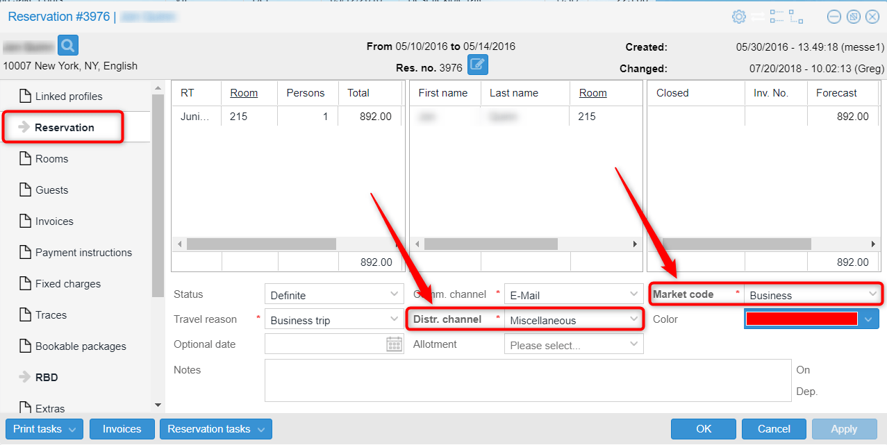 Market code and Distribution channel