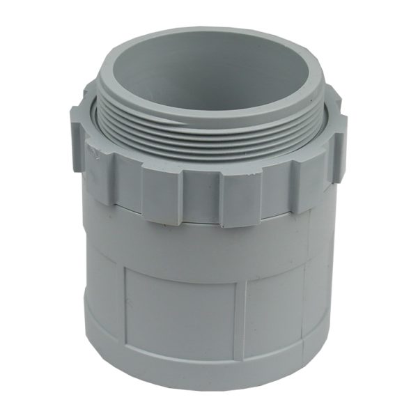 50mm Plain to Screw Adaptor with Lock Nut Conduit Fittings