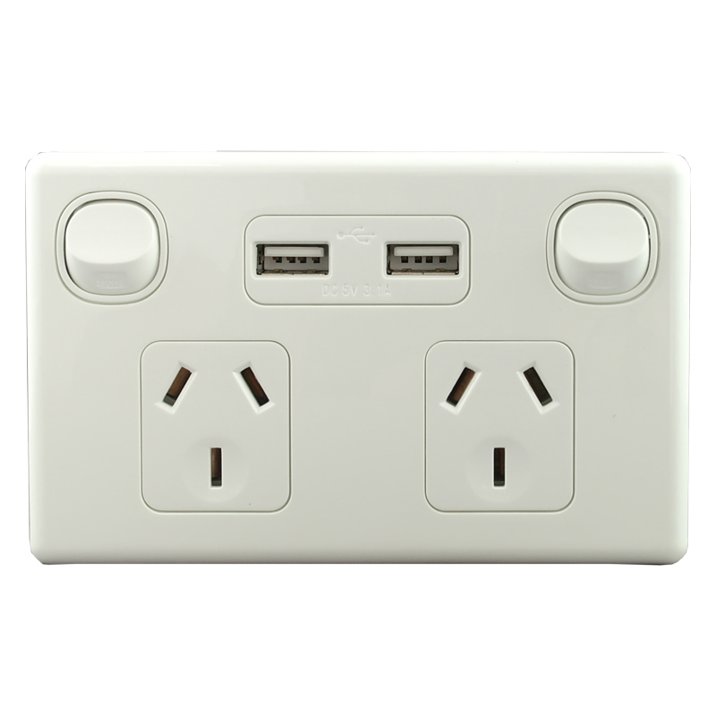 Double Power Point with USB USBPOD10 Connected Switchgear