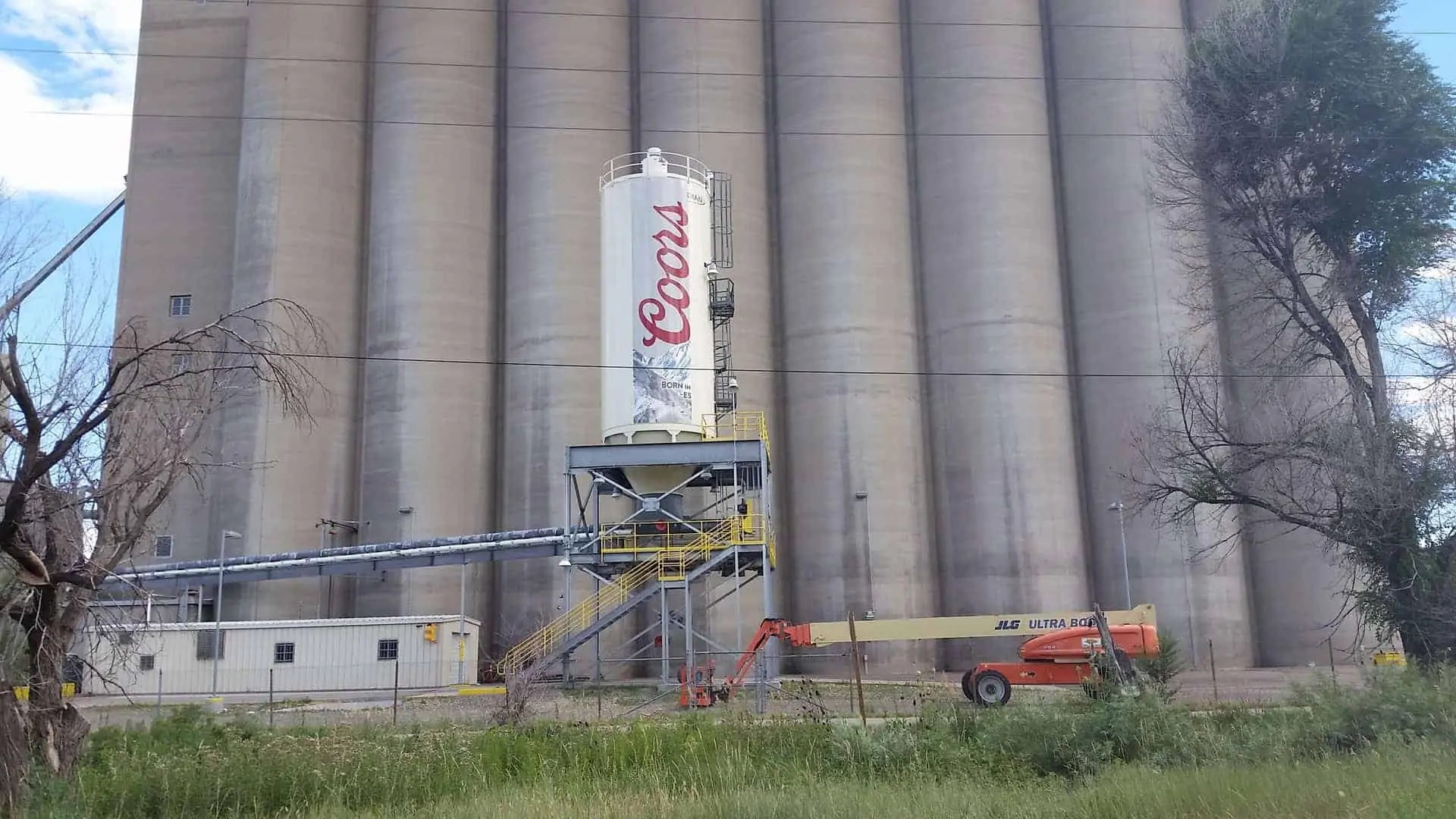Golden Colorado Brewery Grain Silo Wrap Connecting Signs