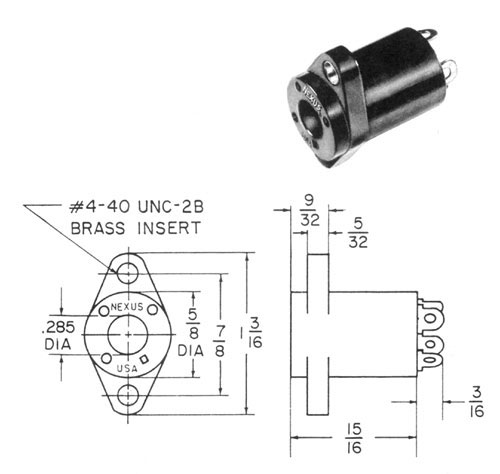 Item # TJ-120, Flanged Rear-Mounted Jack On Amphenol NEXUS Technologies