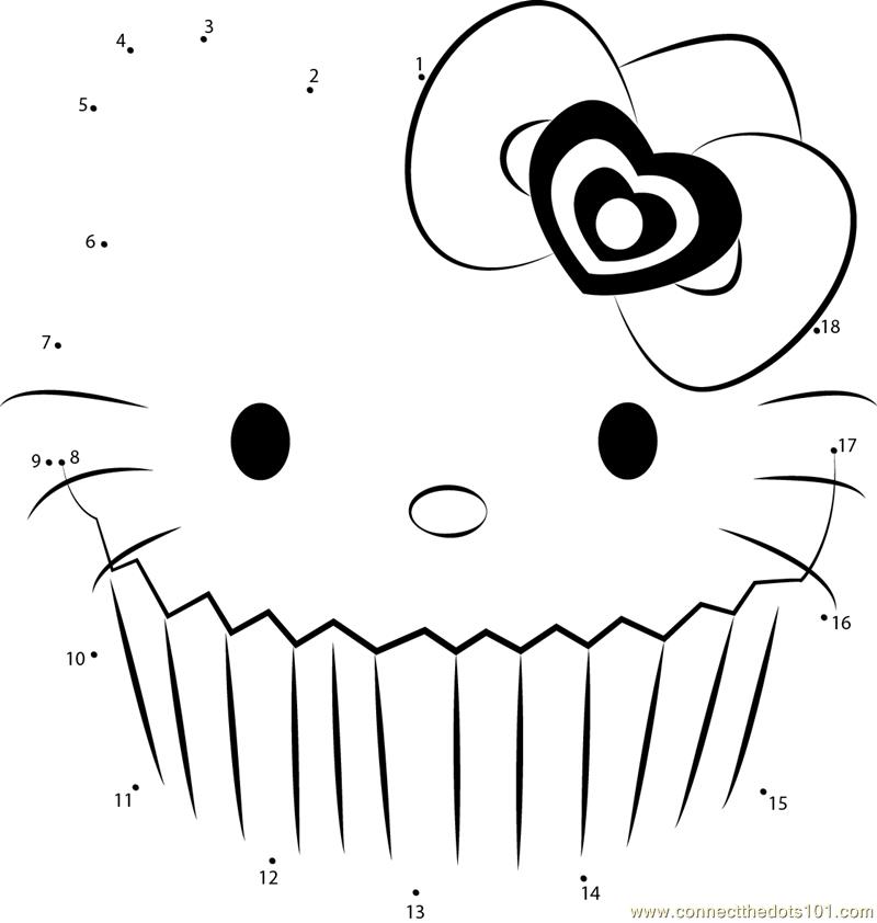 Connect the Dots Hello Kitty 2 (Cartoons > Hello Kitty) dot to dots