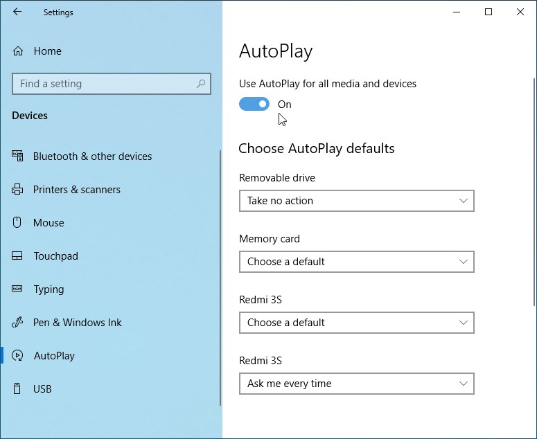 Windows 10 AutoPlay Settings Enable, Disable and Configure