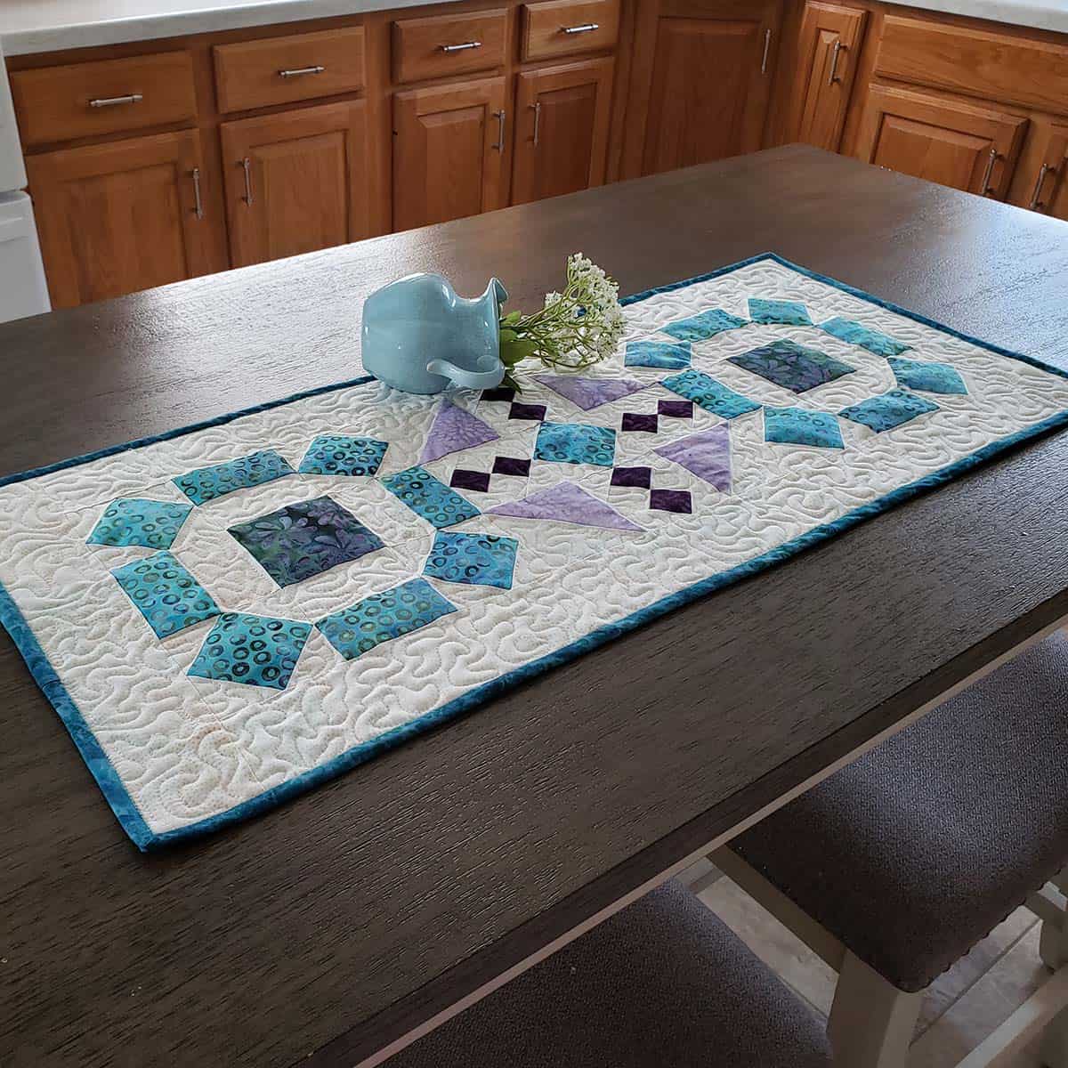 Board Game Batik Table Runner Freemotion by the River