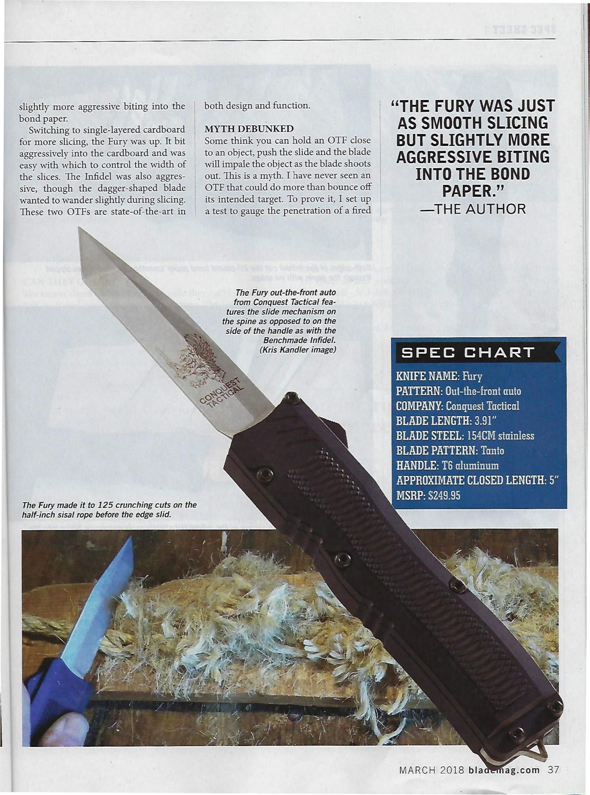 Blade Magazine Tests the Fury Conquest Tactical