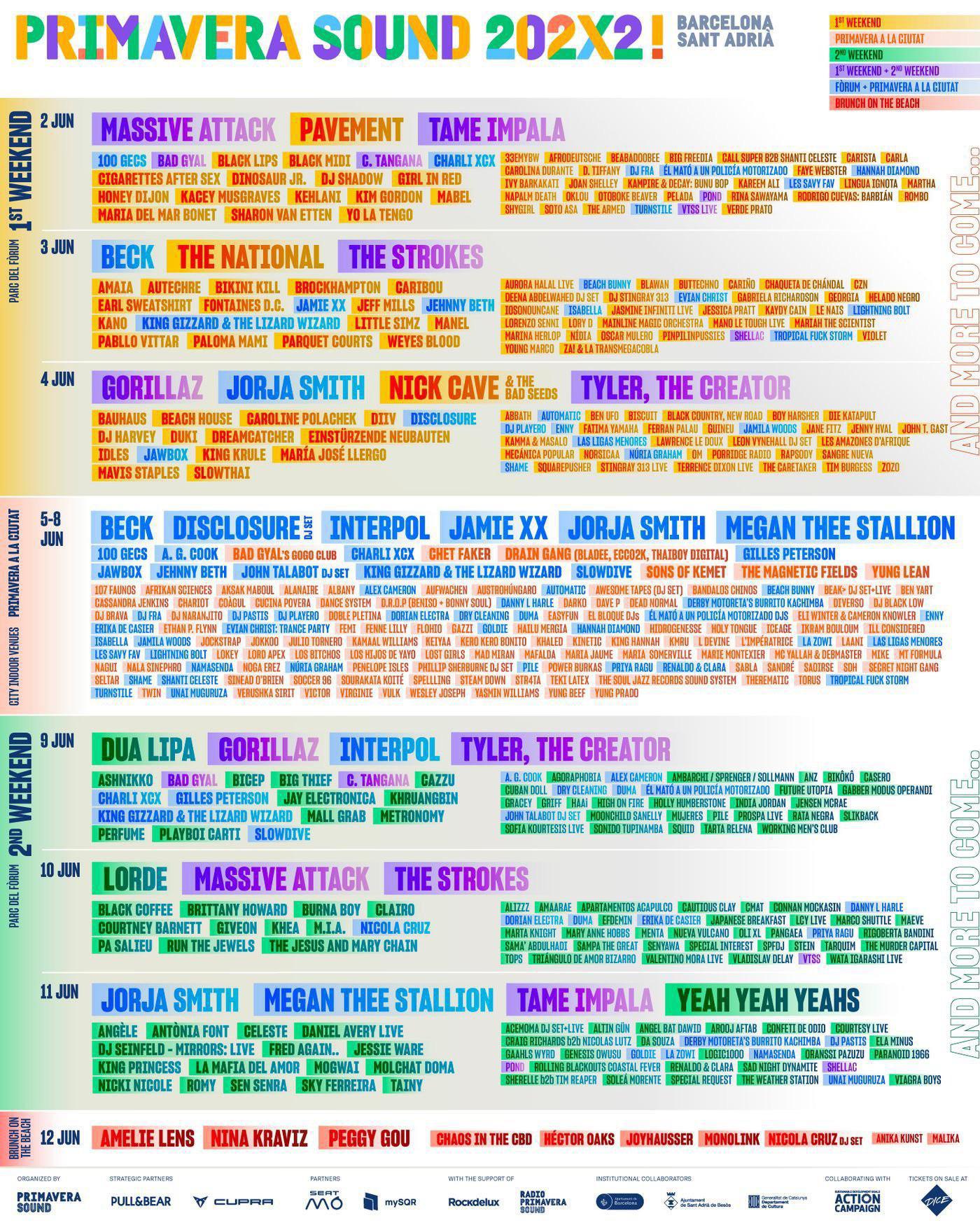 Primavera Sound 2022 Lorde, Large Assault, Gorillaz, The Strokes, Tame