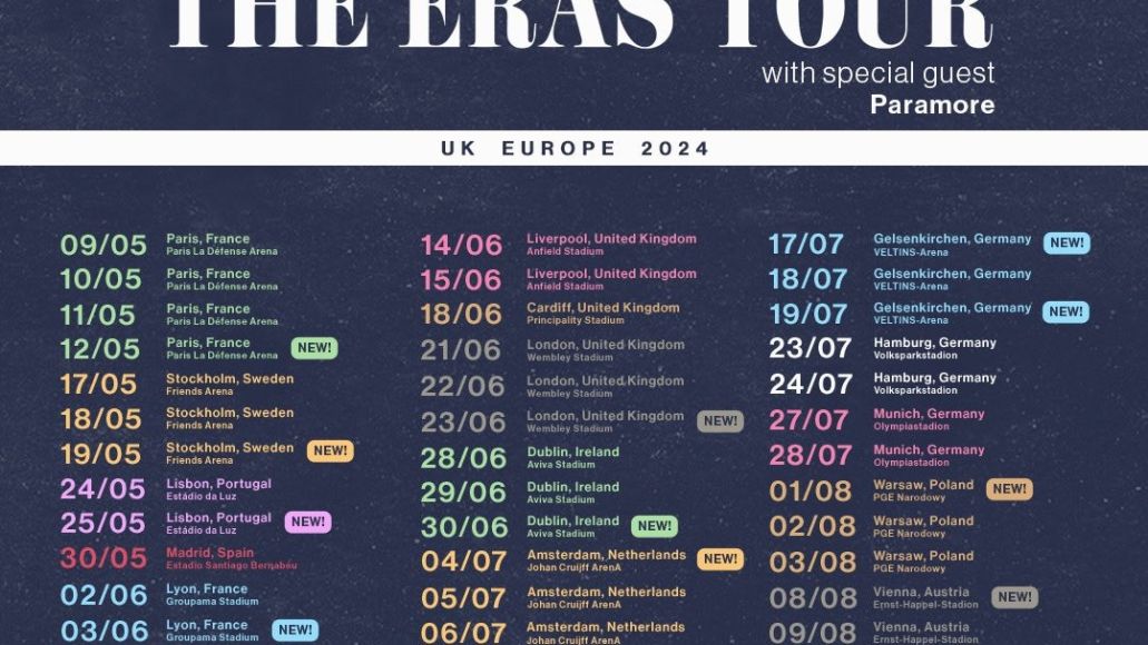 Eras International Tour Schedule | Pita Bloom