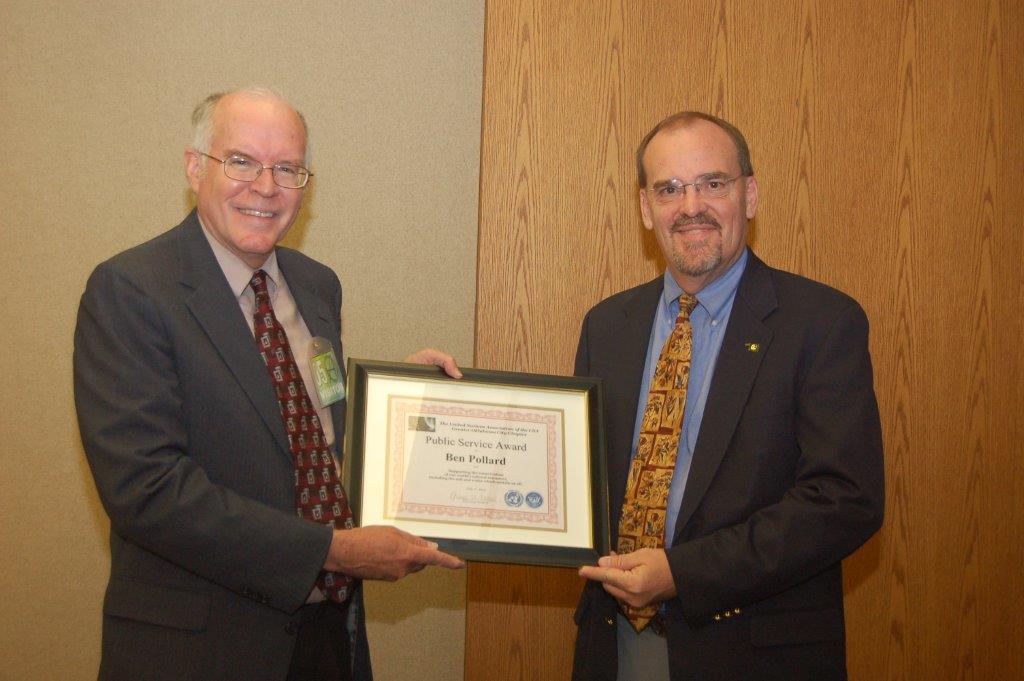 Ben Pollard Receives 2013 Public Service Award Oklahoma Conservation Commission