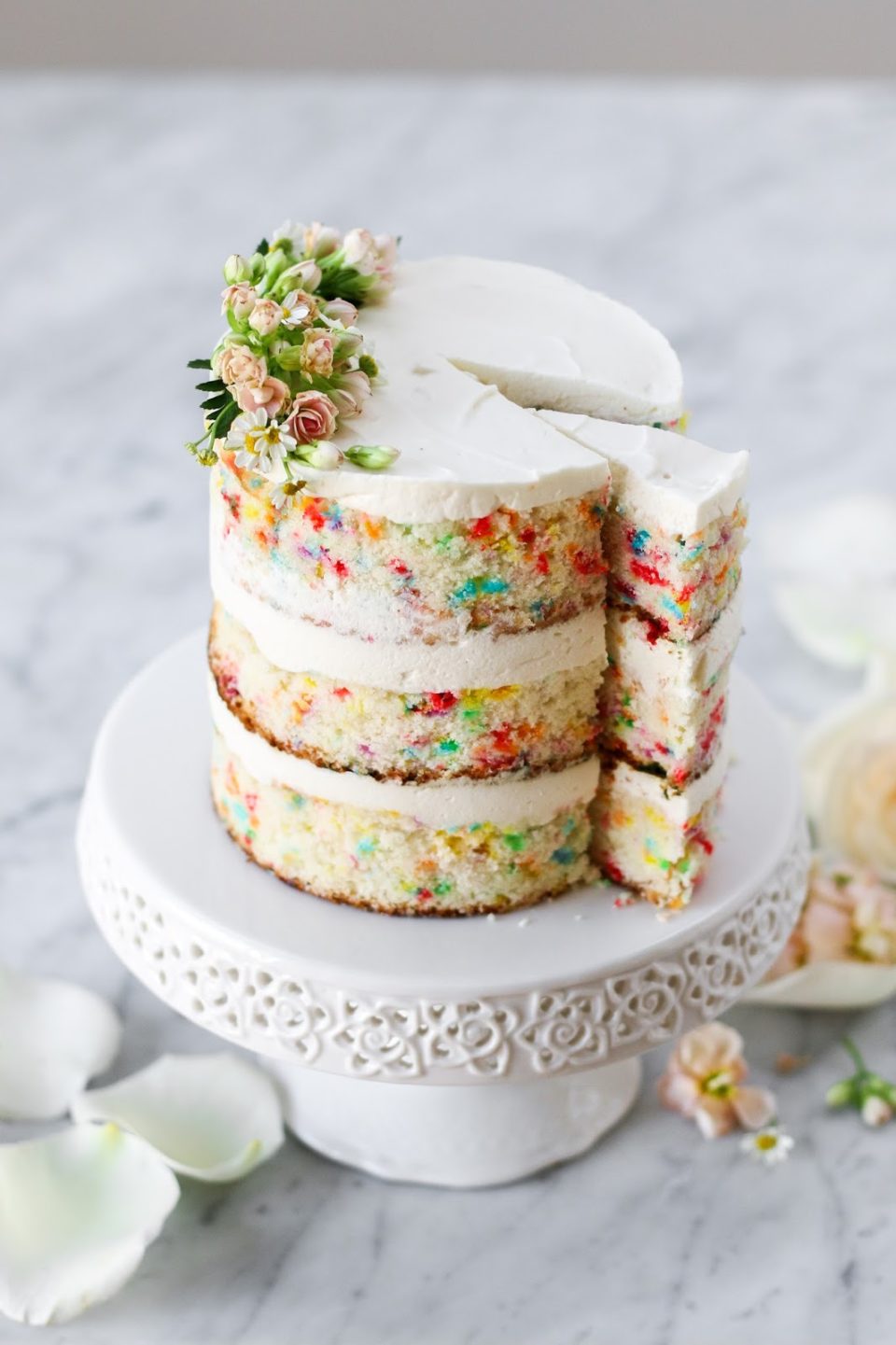 Funfetti Cake with Whipped Cream Cheese Frosting Constellation