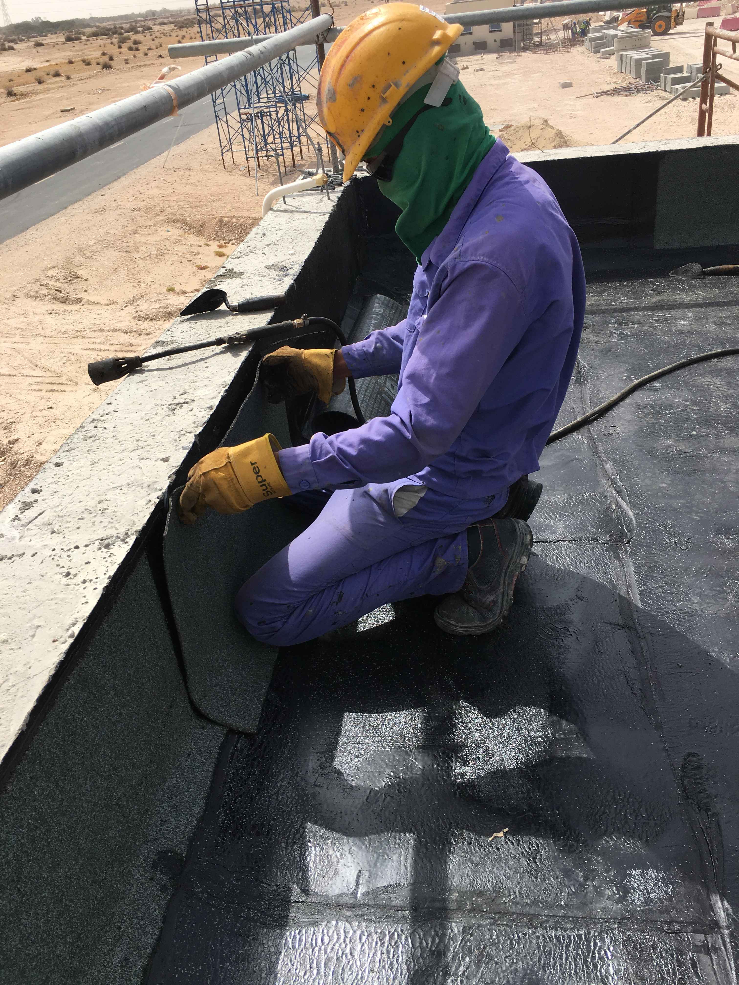 Bituminous Roof Waterproofing at Es’hail Sat in Zaubara, Qatar