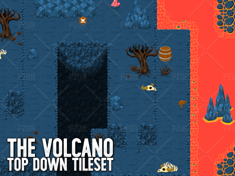 The Volcano Top Down Tileset Game Tilemaps