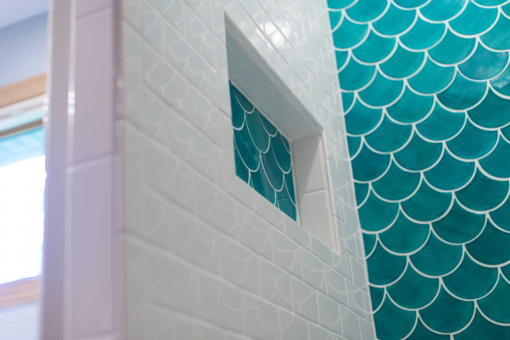 Fish Scale Tile 3 Part Bathroom Renovation