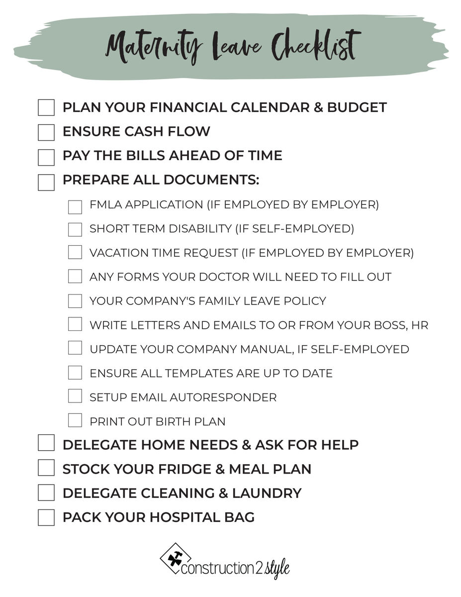 Maternity Leave Checklist Construction2style