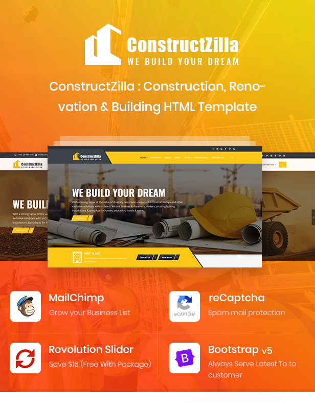 ConstructZilla Construction, Renovation & Building Bootstrap 5