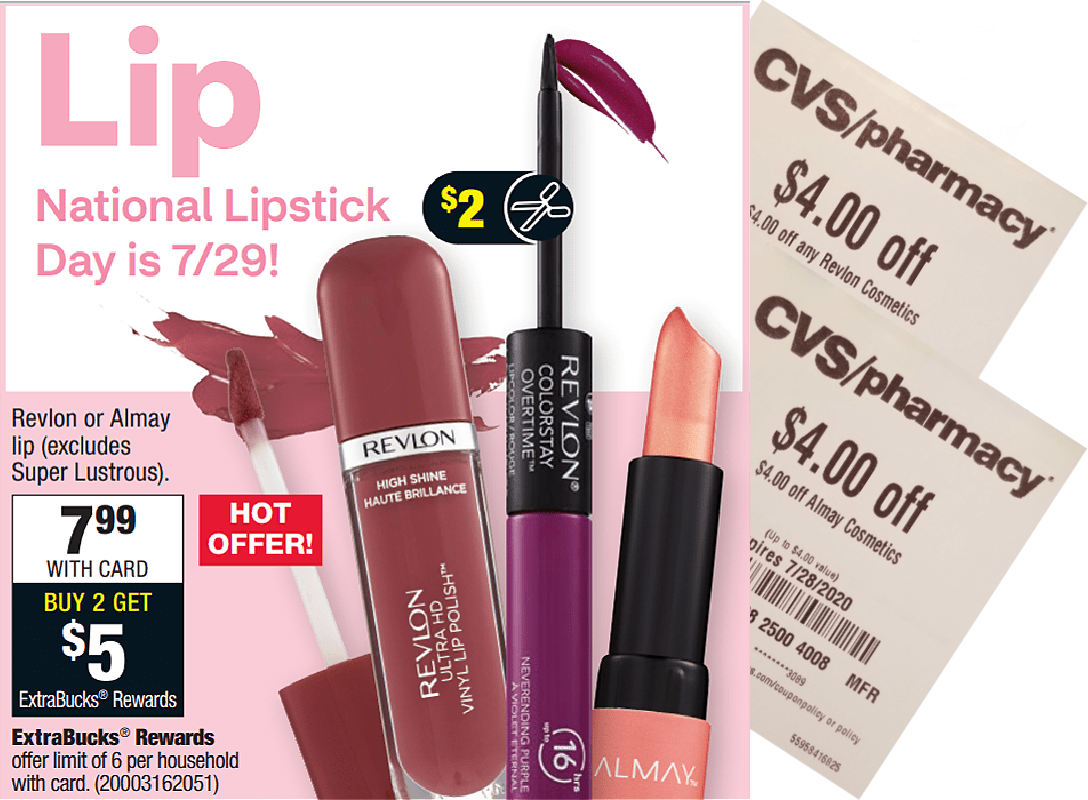 Almay and Revlon Lip Color 29¢ at CVS (7/26) Save Those Coupons