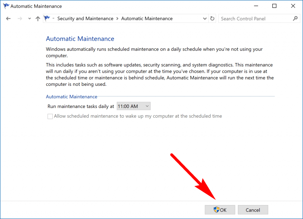 Change Automatic Maintenance Settings in Windows 10