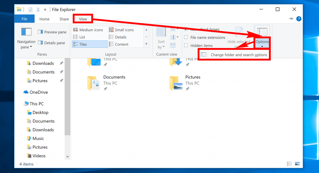 Open/Configure Folder Options in Windows 10