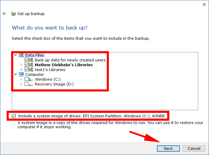 Change Windows Backup Settings in Window 10