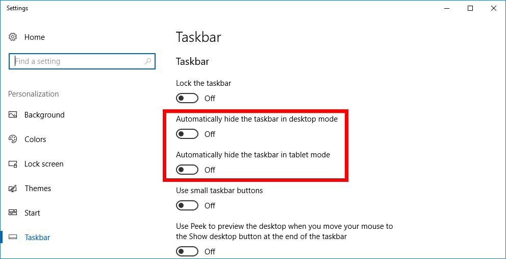 Fix Taskbar AutoHide Feature Not Working in Windows 10