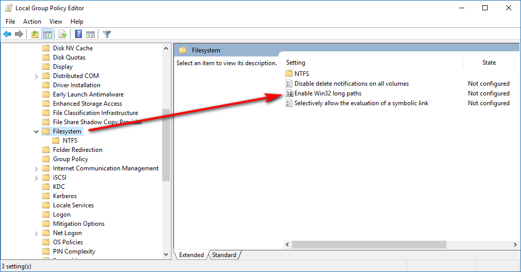 Enable/Disable Win32 Long Paths in Windows 10