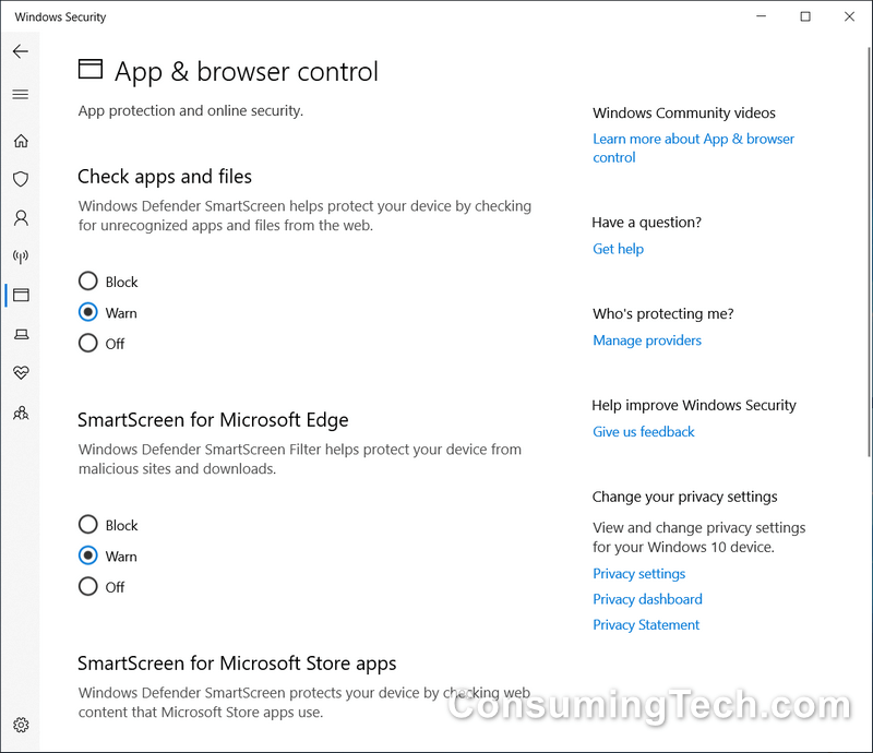 Open Windows Security in Windows 10