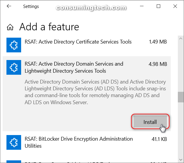 Install Active Directory Users and Computers in Windows 10