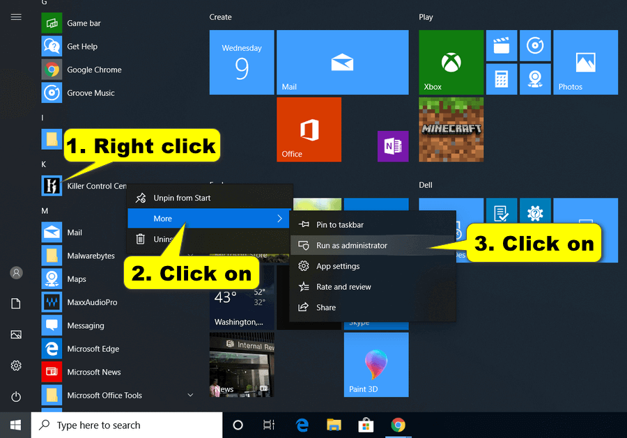 Run as Administrator in Windows 10