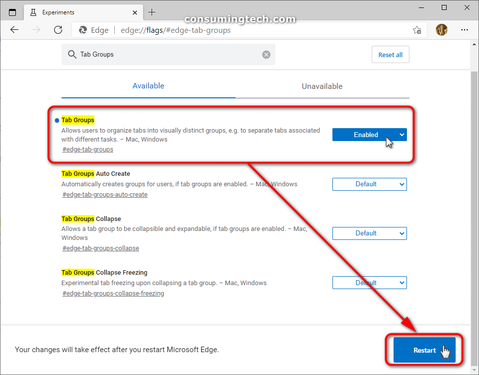 How to Enable/Disable Tab Groups in Microsoft Edge