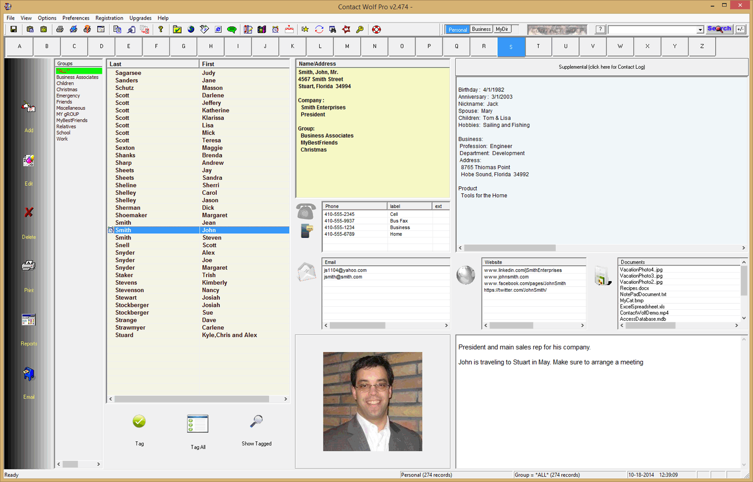 Contact Manager Software Screen Shots