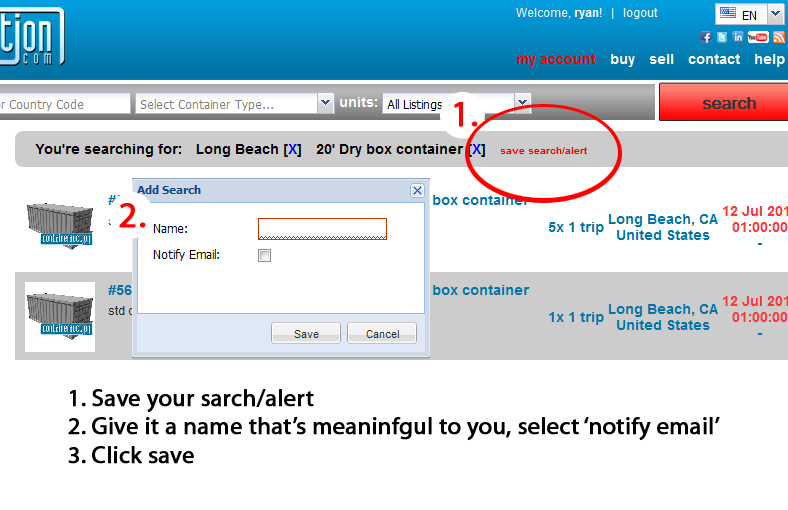Schedule Container Alerts and Save Searches