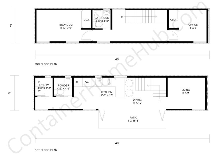 1 Bedroom Shipping Container Home Floor Plans
