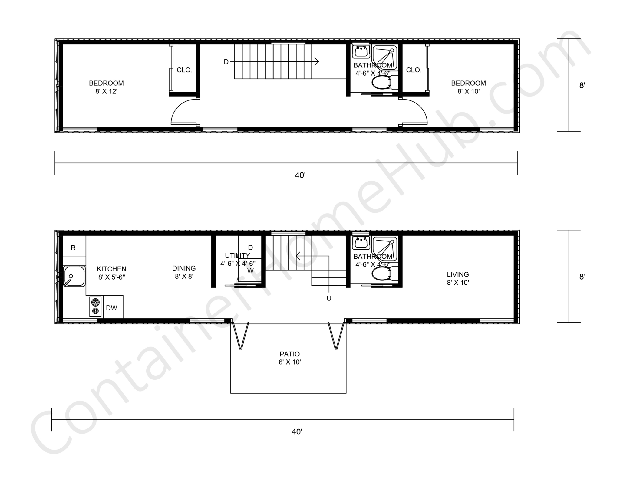 2 Story Shipping Container Home Floor Plans