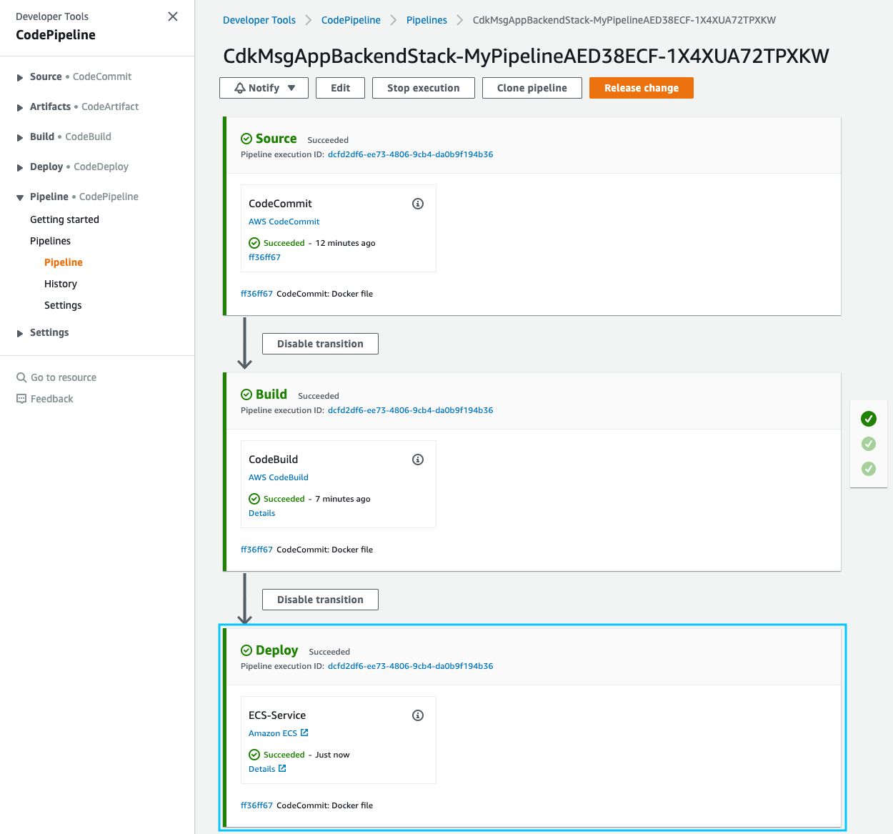 Create your CodePipeline Deploying Containers with AWS