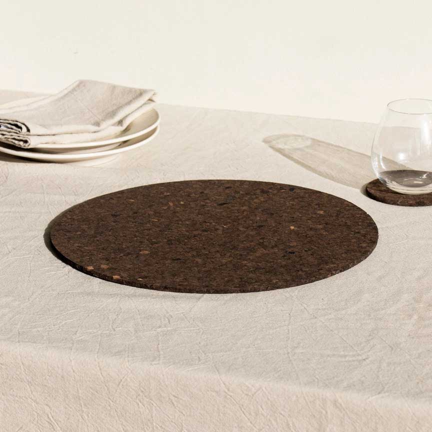 Smoked Cork Round Placemats are Environmentally Friendly