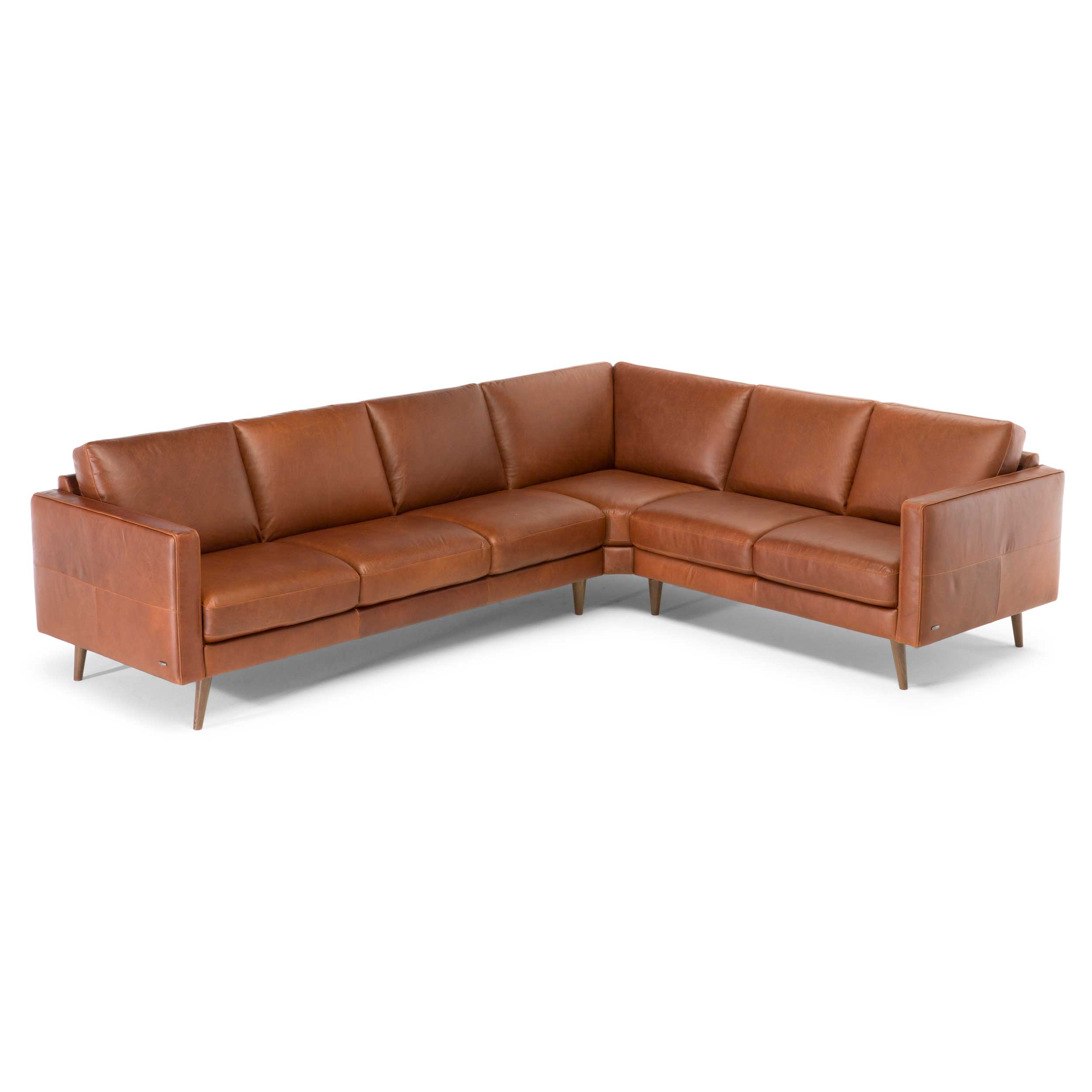 Destrezza MidCentury Style Leather Sofa by Natuzzi Editions