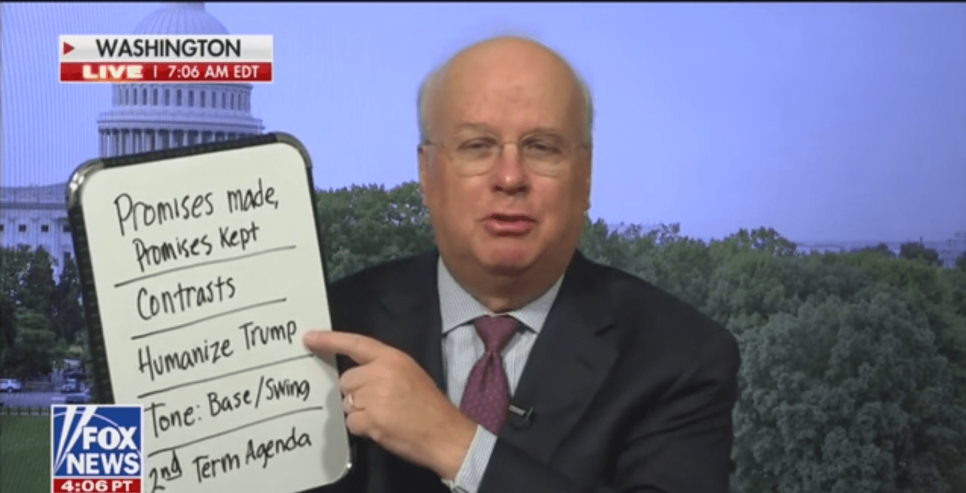 Watch Karl Rove Discusses RNC While Clutching Dry Erase Board Live on
