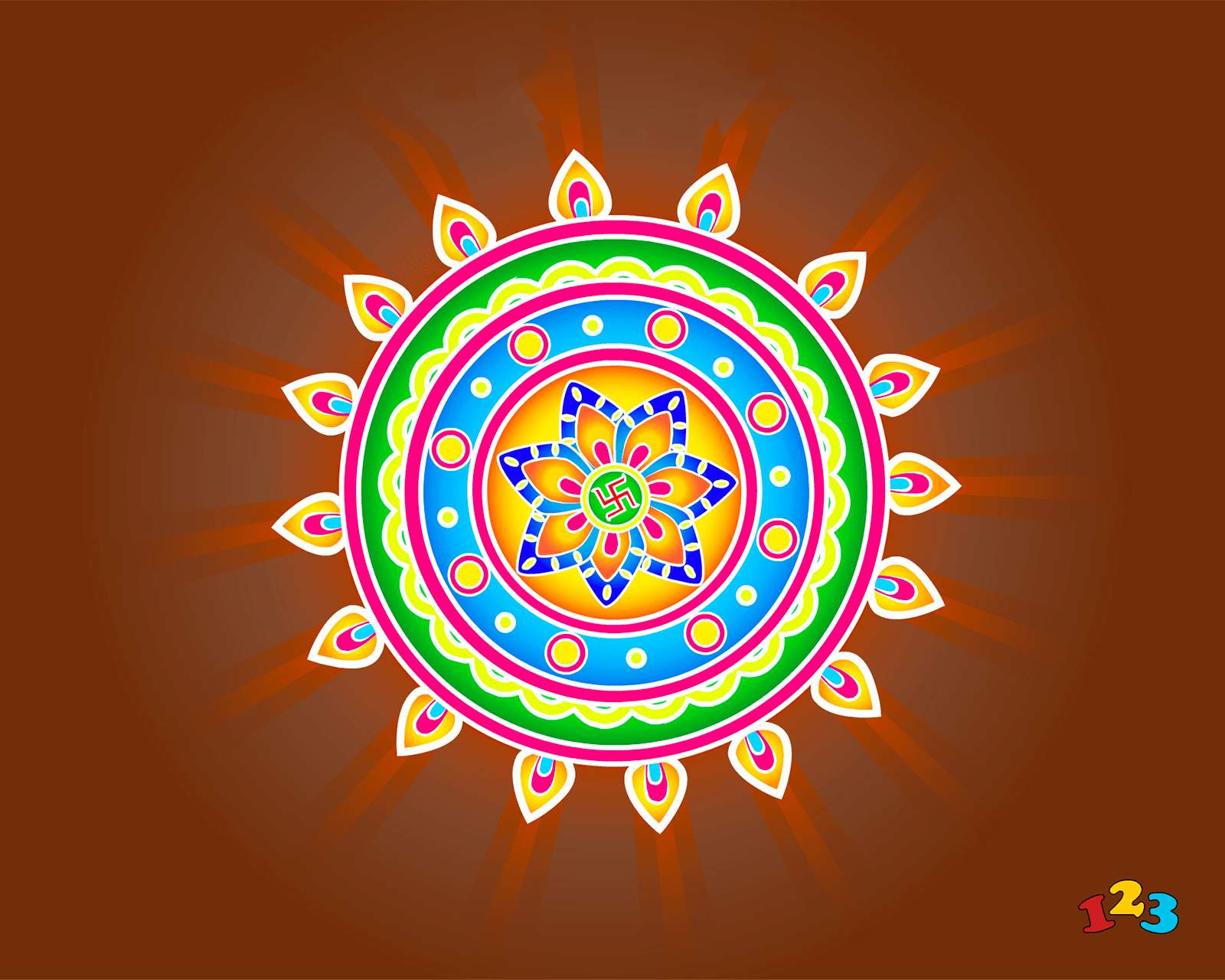 Rangoli drawing Diwali send free eCards from