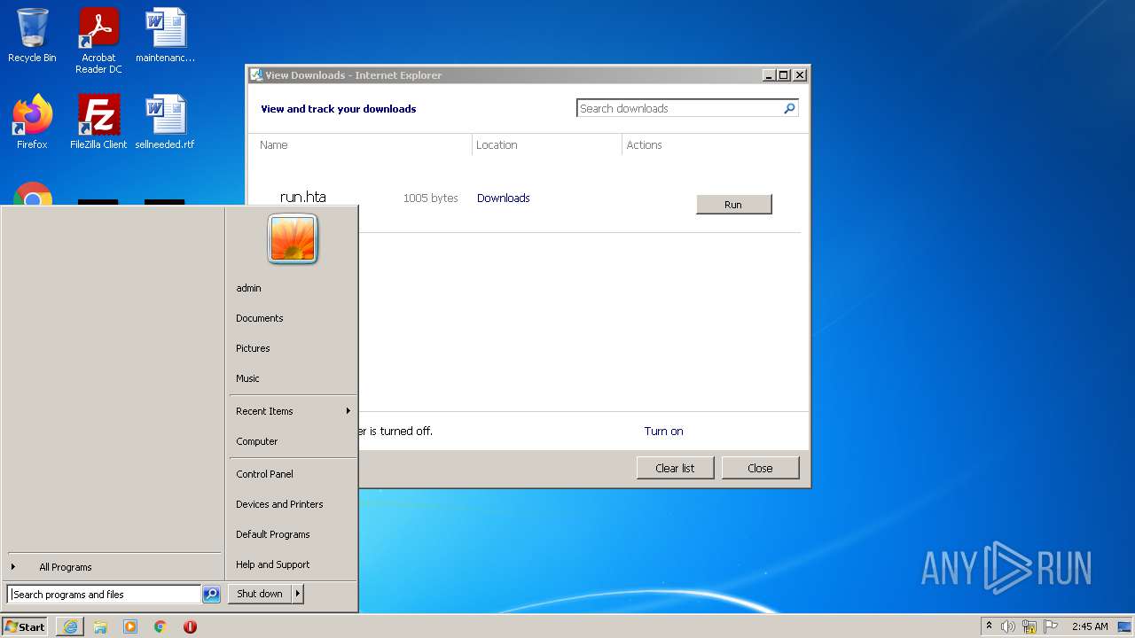Malware analysis http//update.drp.su/nps/offline/bin/tools/run.hta Malicious activity ANY.RUN