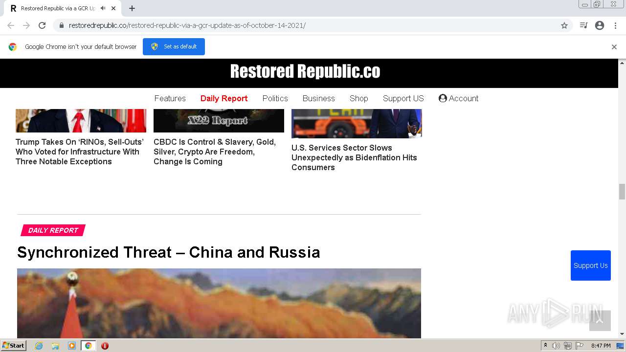 Malware analysis https//restoredrepublic.co/restoredrepublicviaa(03)