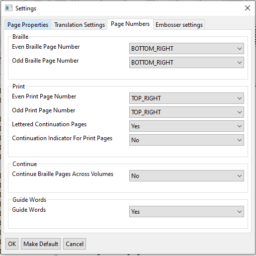 BrailleBlaster Settings at St. Gregory Guru