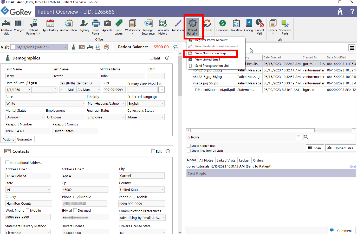 Added electronic statement notifications to the Patient Notifications