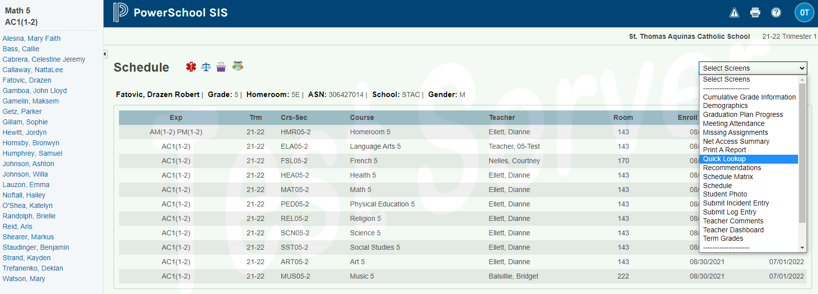 Viewing what a parent sees in the PowerSchool Parent Portal Grades and