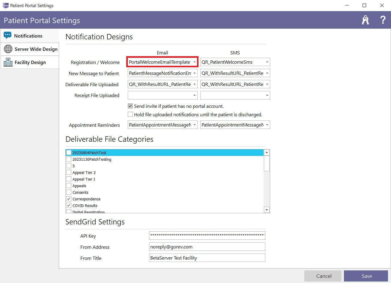 Fixed an issue with patient notifications, where when no template was