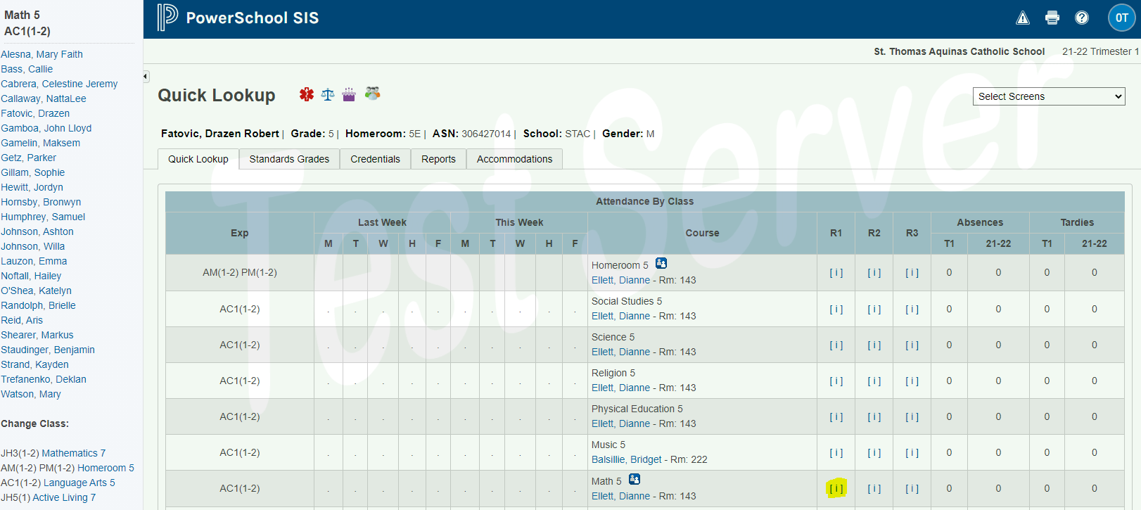 Viewing what a parent sees in the PowerSchool Parent Portal Grades and