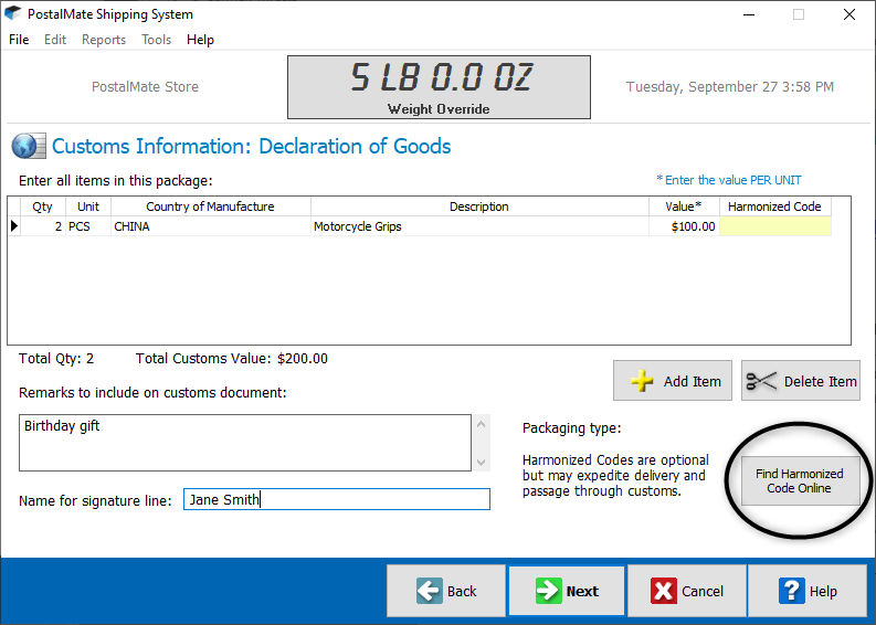 Error 1001 Missing or invalid element HS Tariff Number Guru