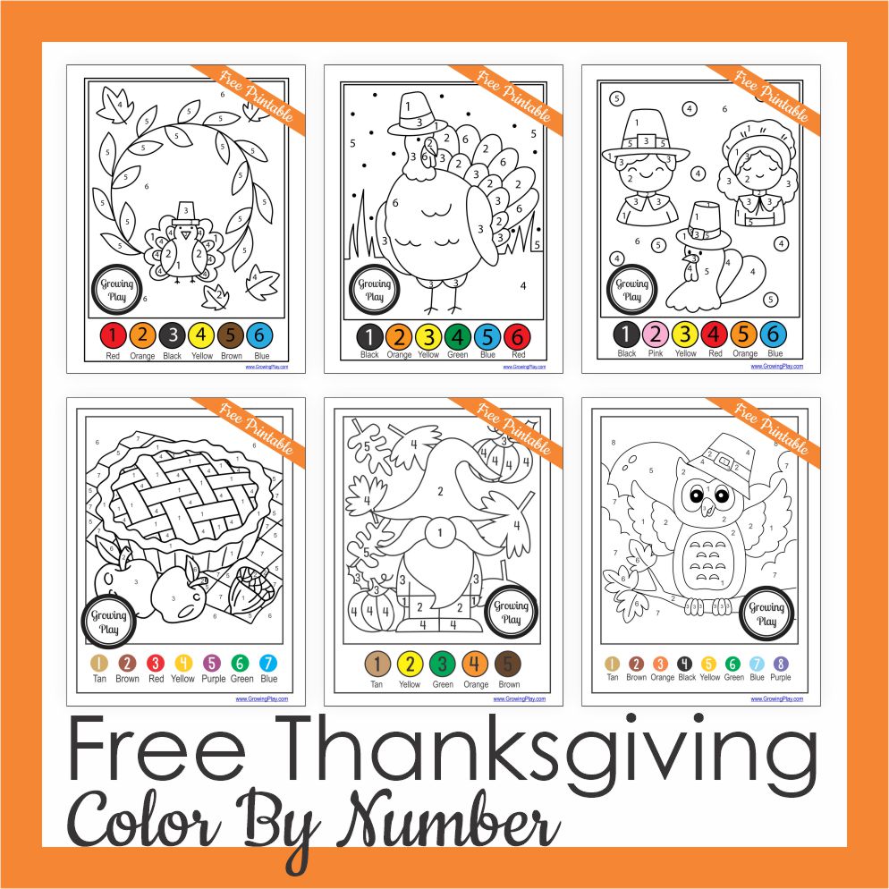 Thanksgiving Color By Number FREE Printable Fun For Kids Growing Play