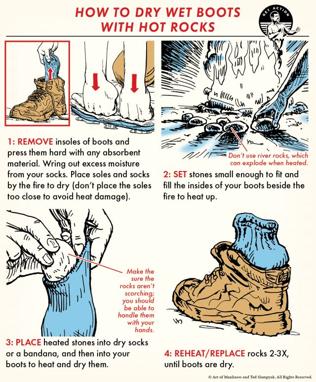 How to Dry Wet Boots in the Wilderness Art of Manliness