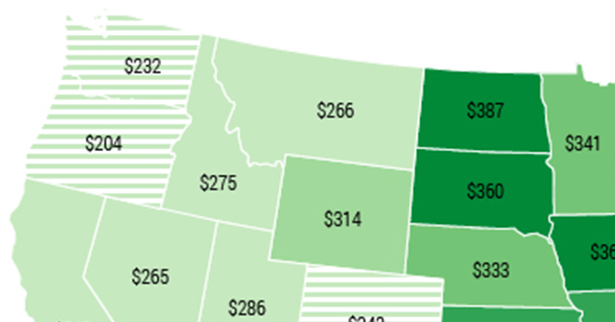 A Map of Weed Prices per State ATTN